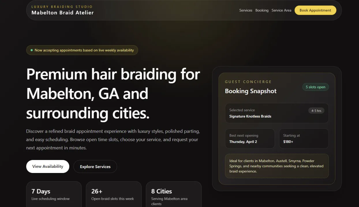Mabelton Braid Atelier website